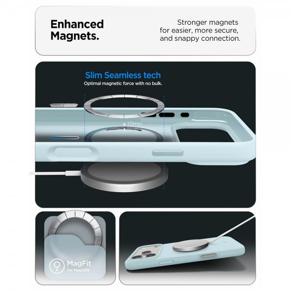 Spigen iPhone 17 Pro Max -kuori Silicone Fit MagFit Mute Blue