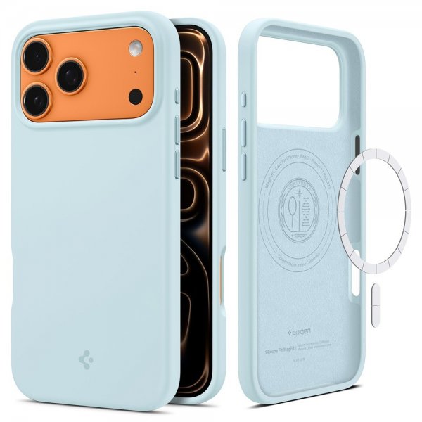 Spigen iPhone 17 Pro Max -kuori Silicone Fit MagFit Mute Blue