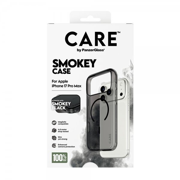 CARE by PanzerGlass iPhone 17 Pro Max -kuori, Smokey MagSafe, musta