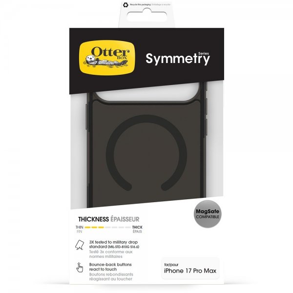 Otterbox iPhone 17 Pro Max Symmetry Clear MagSafe Black Mist -suojakuori