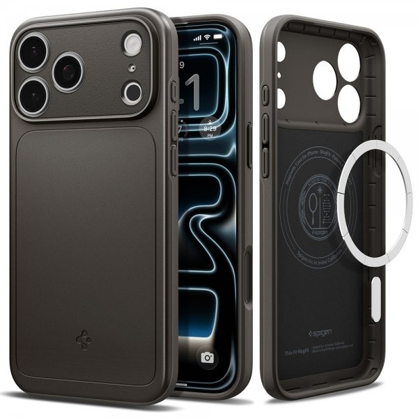Spigen iPhone 17 Pro Max -kuori Thin Fit MagFit Gunmetal