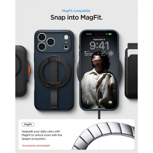 Spigen iPhone 17 Pro Max -kuori Thin Fit MagFit Metal Slate