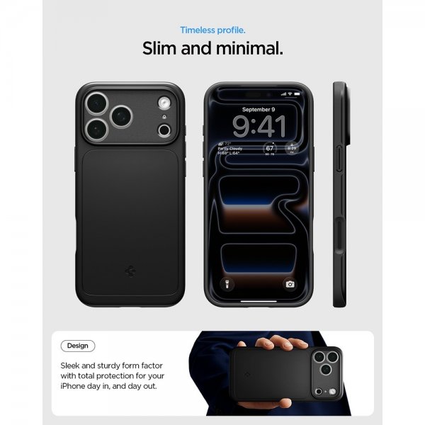 Spigen iPhone 17 Pro Max Kuori Thin Fit MagFit Musta