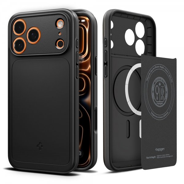 Spigen iPhone 17 Pro Max Kuori Thin Fit MagFit Musta