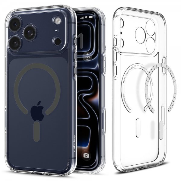 Spigen iPhone 17 Pro Max Ultra Hybrid MagFit -kuori läpinäkyvä grafiitti