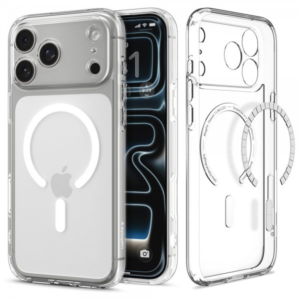 Spigen iPhone 17 Pro Max -suojakuori Ultra Hybrid MagFit Clear White