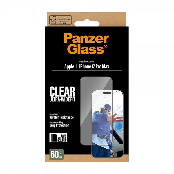 PanzerGlass iPhone 17 Pro Max Näytönsuoja Ultra-Wide Fit EasyAligner