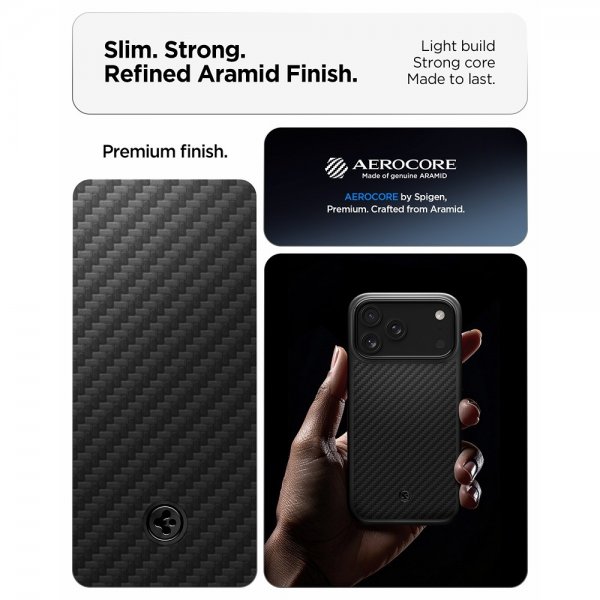 Spigen iPhone 17 Pro -kuori Enzo Aramid T MagFit musta