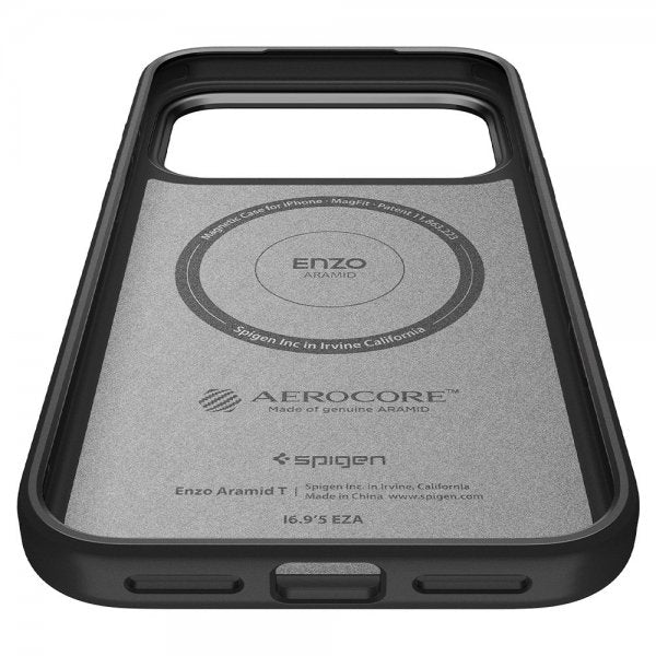 Spigen iPhone 17 Pro -kuori Enzo Aramid T MagFit musta