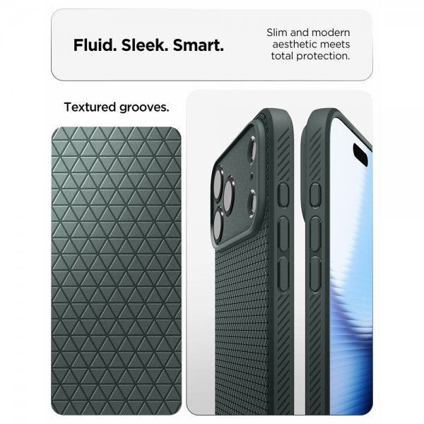 Spigen iPhone 17 Pro -suojakuori Liquid Air Abyss Green