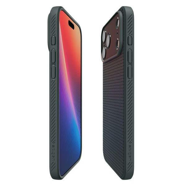 Spigen iPhone 17 Pro -suojakuori Liquid Air Abyss Green