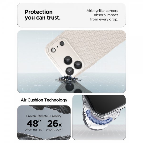 Spigen iPhone 17 Pro -kuori Liquid Air Natural Titanium