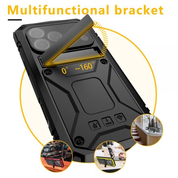 R-JUST iPhone 17 Pro Kuori Metallinen Iskunkestävä Musta