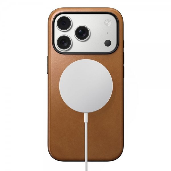Nomad iPhone 17 Pro -kuori, Modern Leather Case, English Tan