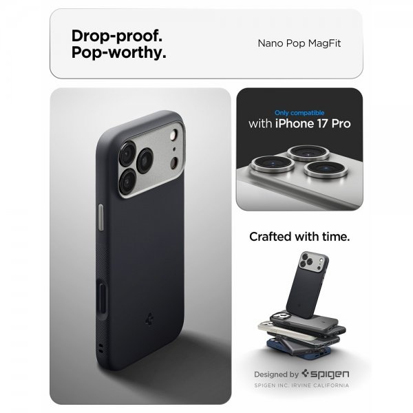 Spigen iPhone 17 Pro -kuori Nano Pop MagFit Black Sesame