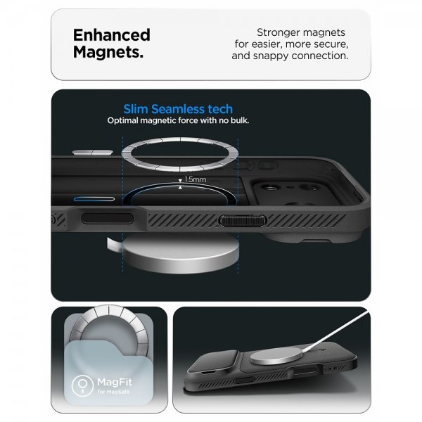 Spigen iPhone 17 Pro -kuori Optik Armor MagFit Musta