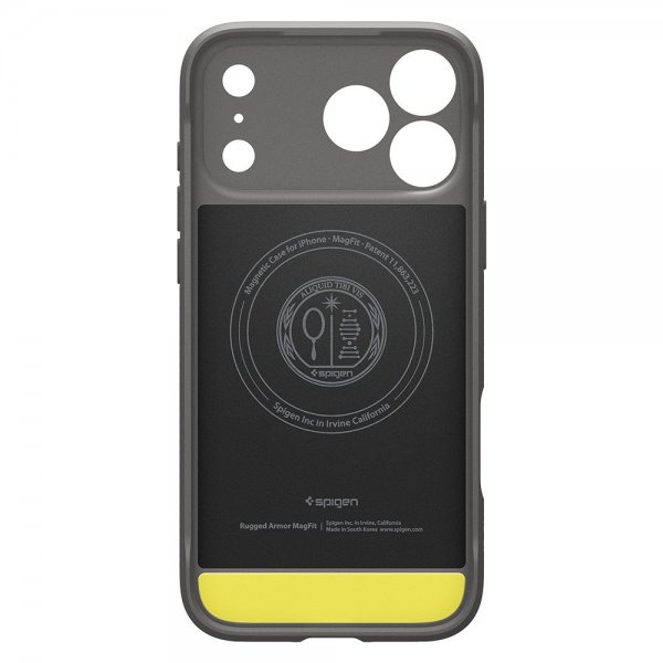 Spigen iPhone 17 Pro -kuori, Rugged Armor MagFit, harmaa