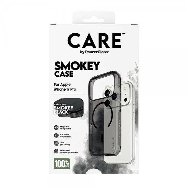 CARE by PanzerGlass iPhone 17 Pro Smokey MagSafe -suojakuori, musta
