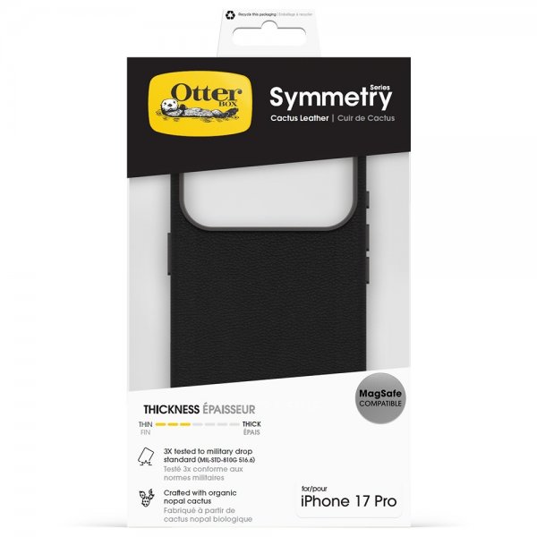 Otterbox iPhone 17 Pro -suojakuori Symmetry Cactus Leather MagSafe Noir Ash