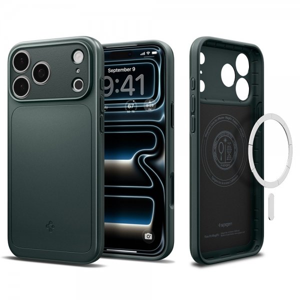 Spigen iPhone 17 Pro -kuori Thin Fit MagFit Abyss Green