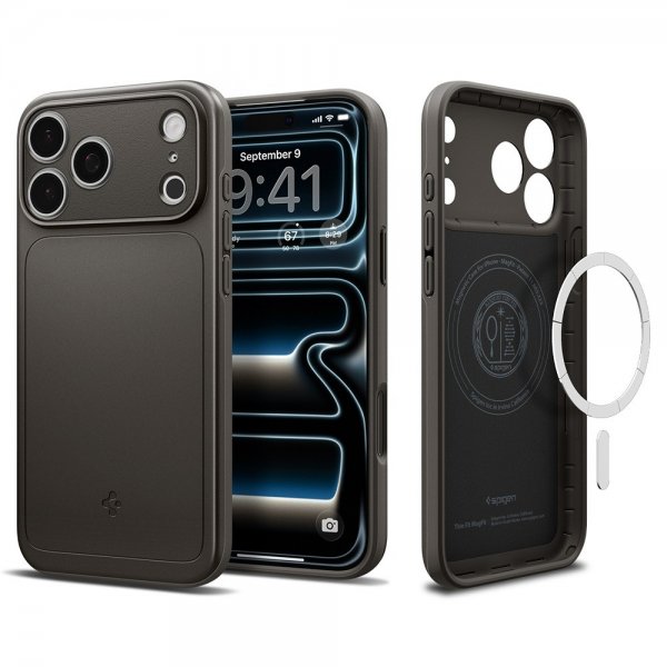 Spigen iPhone 17 Pro Thin Fit MagFit Gunmetal -suojakuori