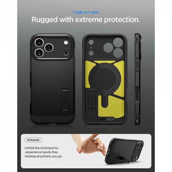 Spigen iPhone 17 Pro -kuori Tough Armor T MagFit Musta
