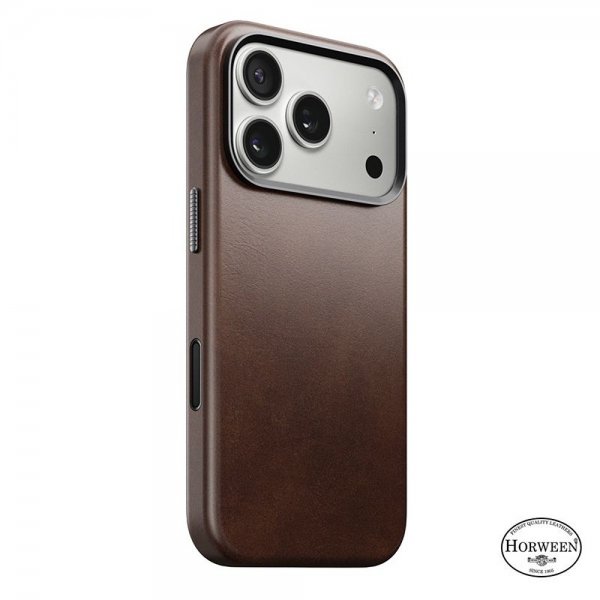 Nomad iPhone 17 Pro -kuori, Traditional Leather Case, Horween Rustic Brown
