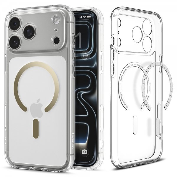 Spigen iPhone 17 Pro Ultra Hybrid MagFit Clear Gold -kuori