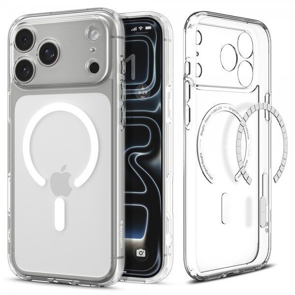 Spigen iPhone 17 Pro -suojakuori Ultra Hybrid MagFit Clear White