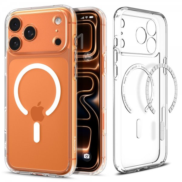 Spigen iPhone 17 Pro -suojakuori Ultra Hybrid MagFit Clear White