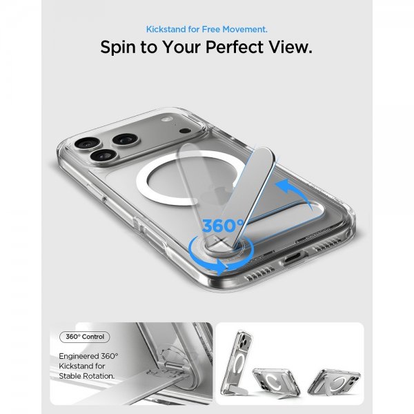 Spigen iPhone 17 Pro -suojakuori Ultra Hybrid S MagFit Clear White