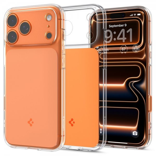Spigen iPhone 17 Pro -kuori, Ultra Hybrid T MagFit, kiiltävä oranssi