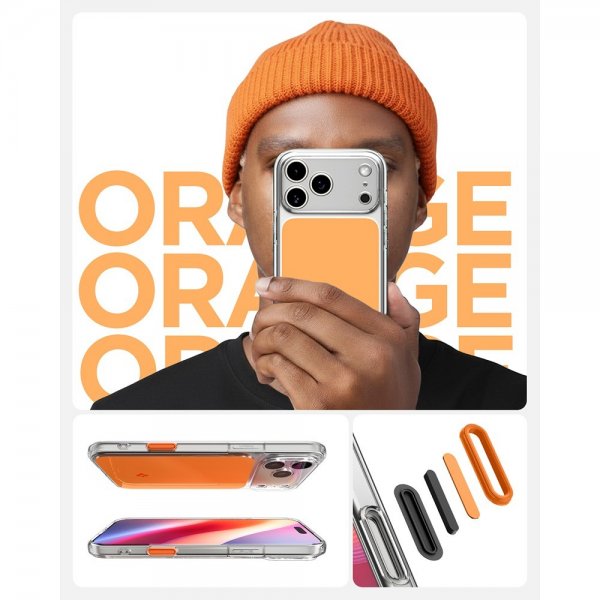Spigen iPhone 17 Pro -kuori, Ultra Hybrid T MagFit, kiiltävä oranssi