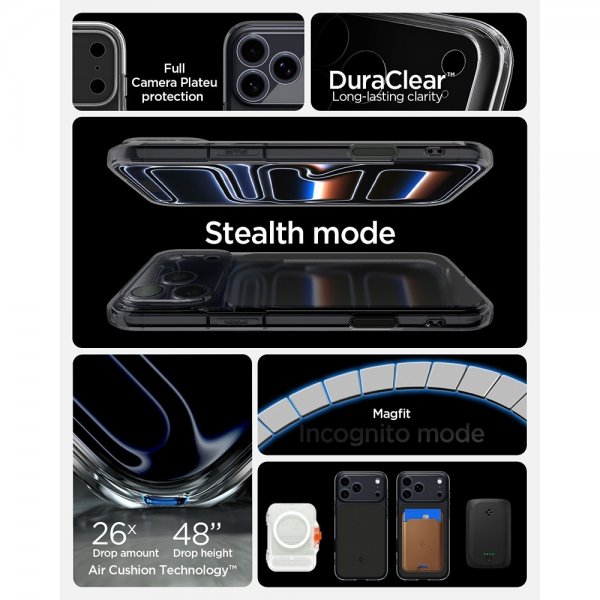 Spigen iPhone 17 Pro -suojakuori Ultra Hybrid T MagFit Matte Black