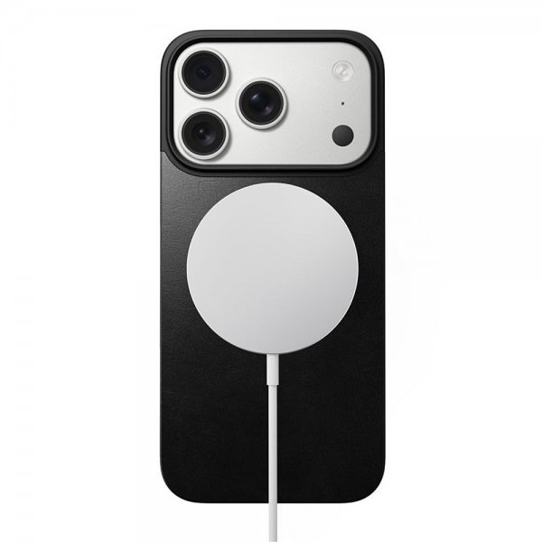 Nomad iPhone 17 Pro Skin Mag Leather Back Musta