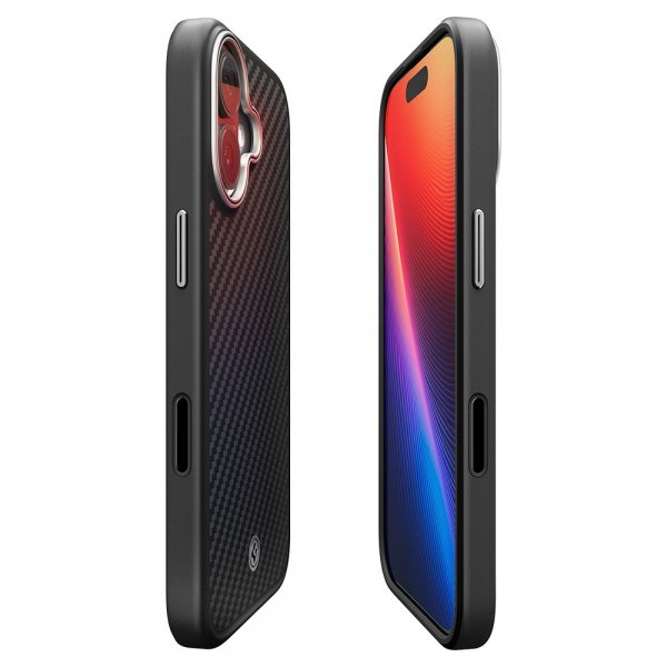 Spigen iPhone 17 -kuori Enzo Aramid T MagFit musta hopea
