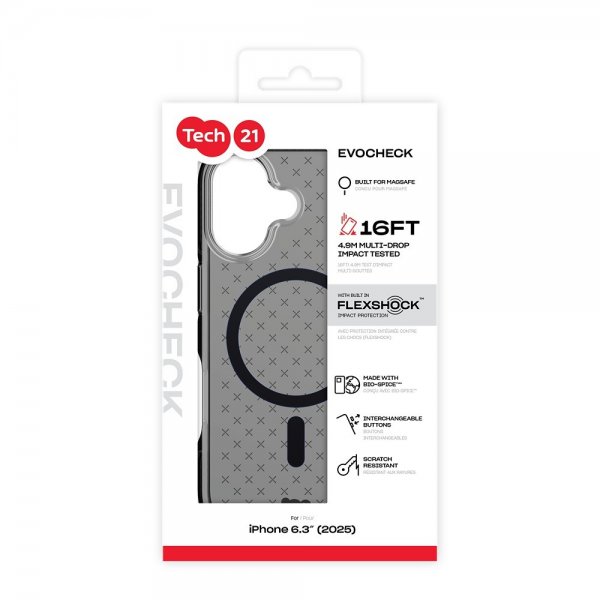 Tech21 iPhone 17 -suojakuori EvoCheck MagSafe Smokey Black