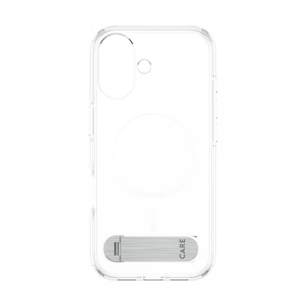 CARE by PanzerGlass iPhone 17 -kuori, tukijalka, MagSafe, läpinäkyvä