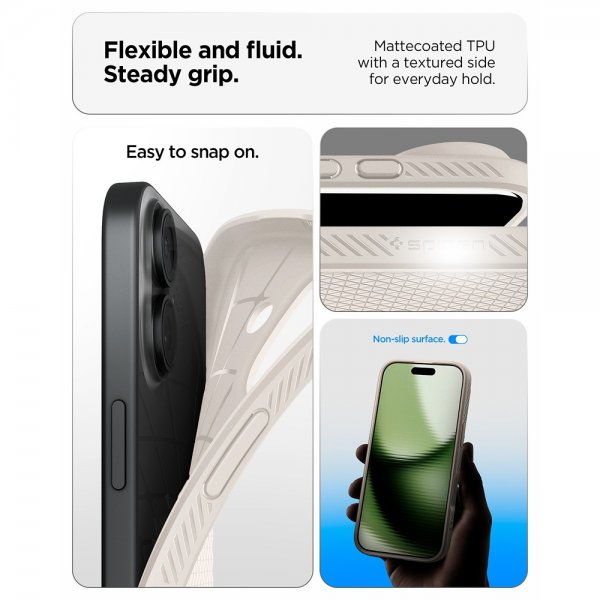 Spigen iPhone 17 -kuori, Liquid Air, Natural Titanium