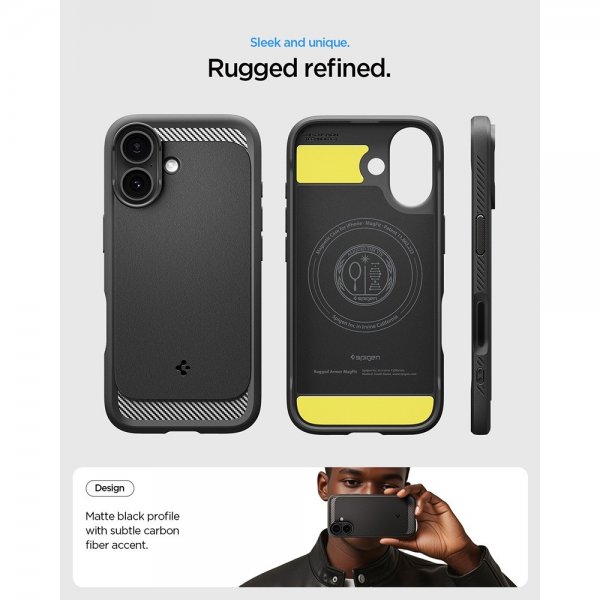 Spigen iPhone 17 -kuori Rugged Armor MagFit Matte Black