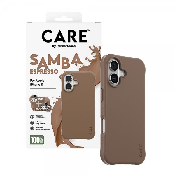 CARE by PanzerGlass iPhone 17 -kuori Samba MagSafe Espresso