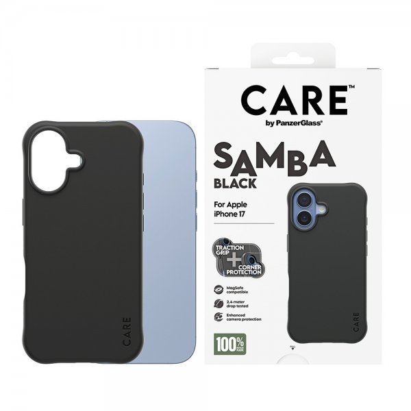 CARE by PanzerGlass iPhone 17 -kuori Samba MagSafe, musta