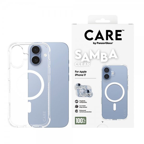 CARE by PanzerGlass iPhone 17 -kuori, Samba MagSafe, läpinäkyvä