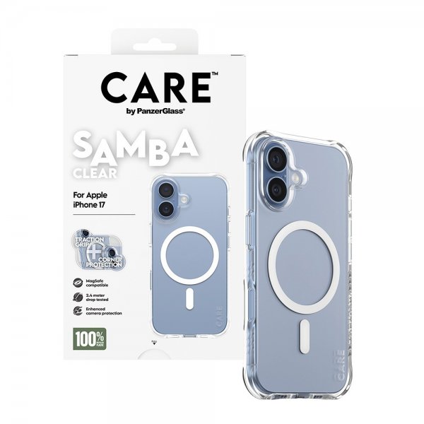 CARE by PanzerGlass iPhone 17 -kuori, Samba MagSafe, läpinäkyvä