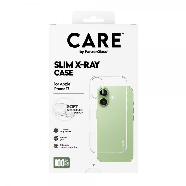 CARE by PanzerGlass iPhone 17 -kuori, Slim X-Ray, läpinäkyvä