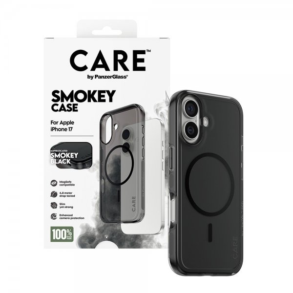 CARE by PanzerGlass iPhone 17 Suojakuori Smokey MagSafe Musta