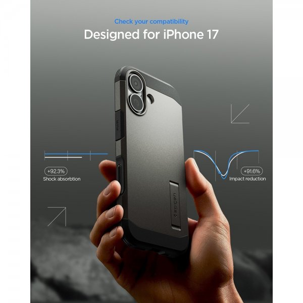 Spigen iPhone 17 -suojakuori Tough Armor T MagFit Gunmetal