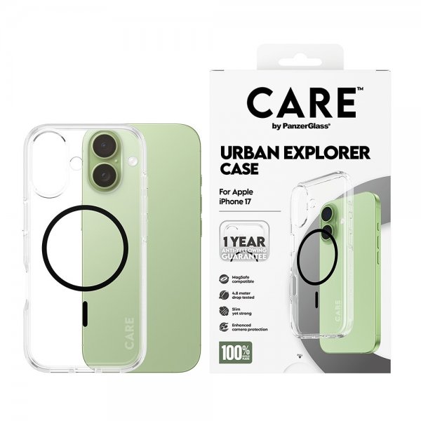 CARE by PanzerGlass iPhone 17 Suojakuori Urban Explorer MagSafe Musta