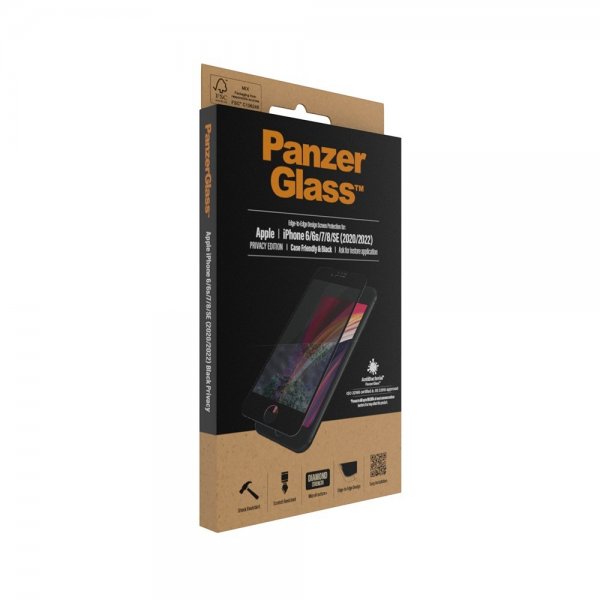 PanzerGlass iPhone 6/6S/7/8/SE Näytönsuoja reunasta reunaan suojakuoriystävällinen yksityisyys