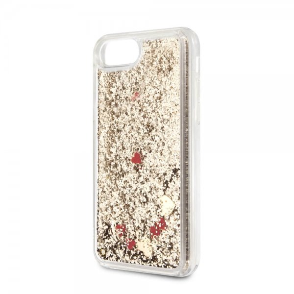 Guess iPhone 7/8/SE Kuori Glitter Floating Hearts Kulta